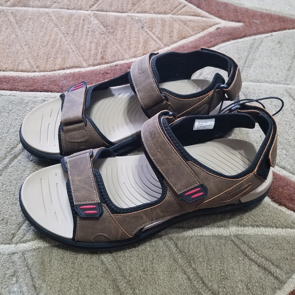 St. John's Bay Brown Mens Outdoor Sport Sandals with Tan Footbed